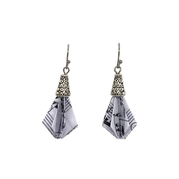Sheet Music Earrings (Water Resistant) - The Hedy for wholesale by Paper Moon Origami Co.