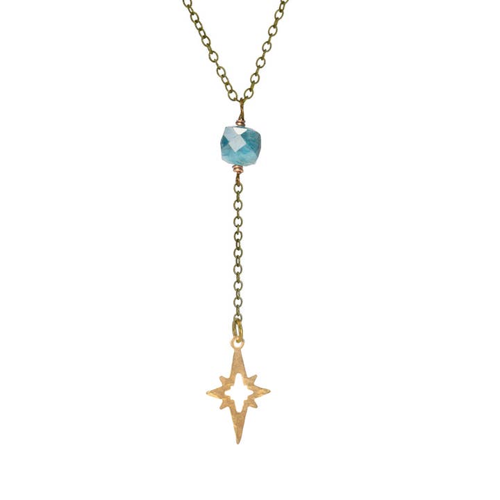 Apatite Star "Y" Charm Necklace for Women for wholesale by Edgy Petal Jewelry
