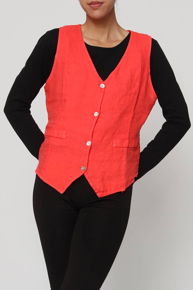 LÉA & LUC - Wholesale Button Down Shirt - Women's - Sleeveless shirt in 100% Linen REF. 514649