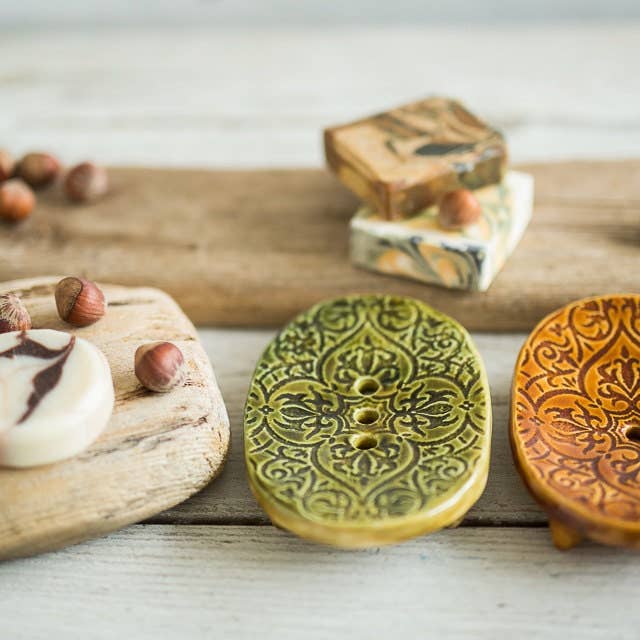 Danutė Murauskienė – wholesale Tvålhållare – Gröna och bruna tvålfat1