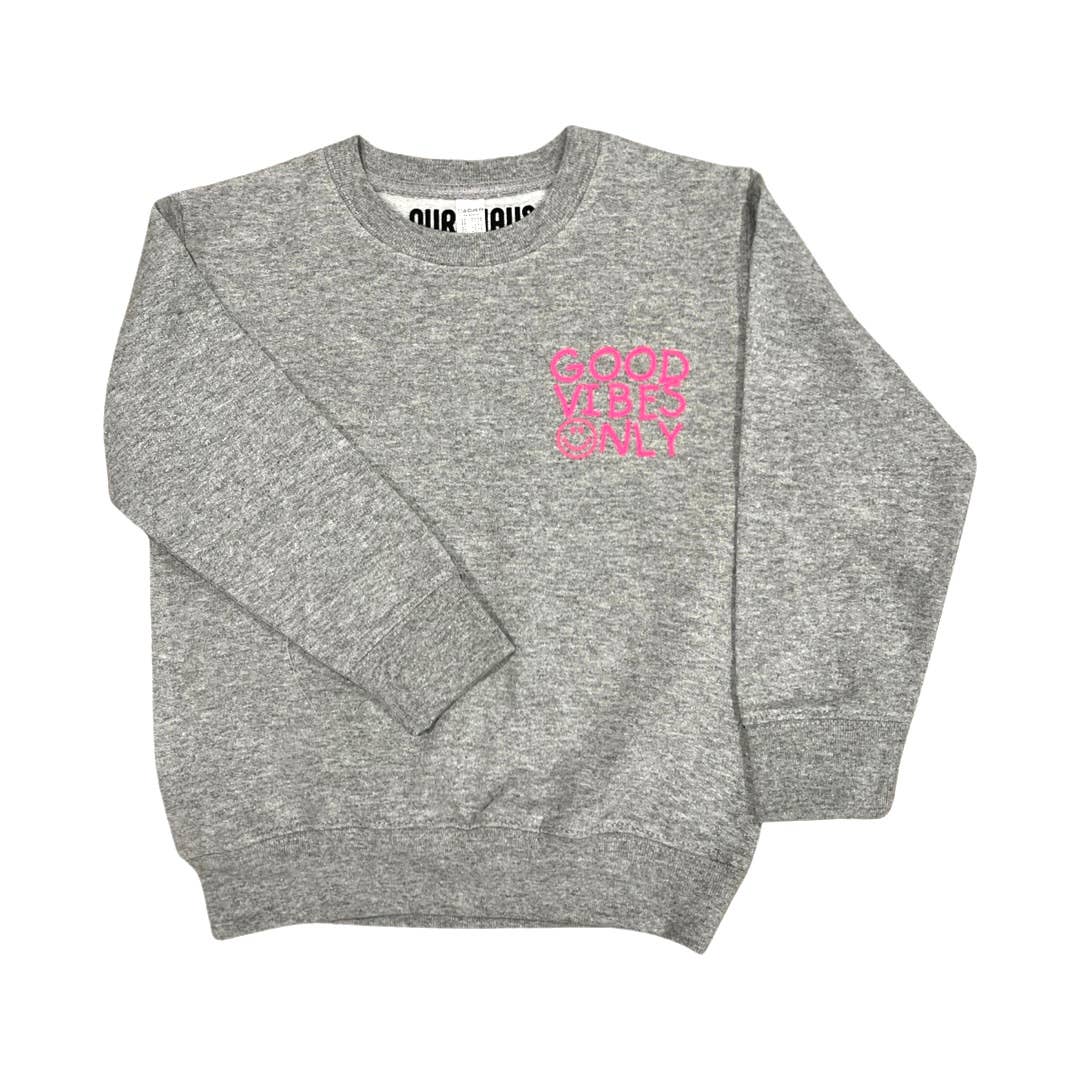 OURHHAUS - Wholesale Sweatshirt - Kids - Toddler Crewneck Sweatshirt GOOD VIBES ONLY2