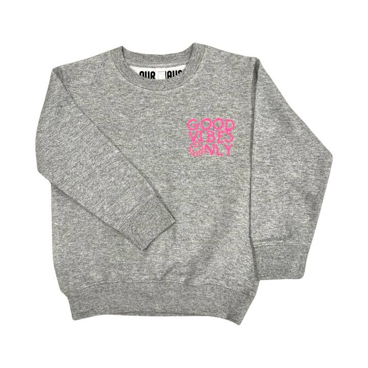 OURHHAUS - Wholesale Sweatshirt - Kids - Toddler Crewneck Sweatshirt GOOD VIBES ONLY2