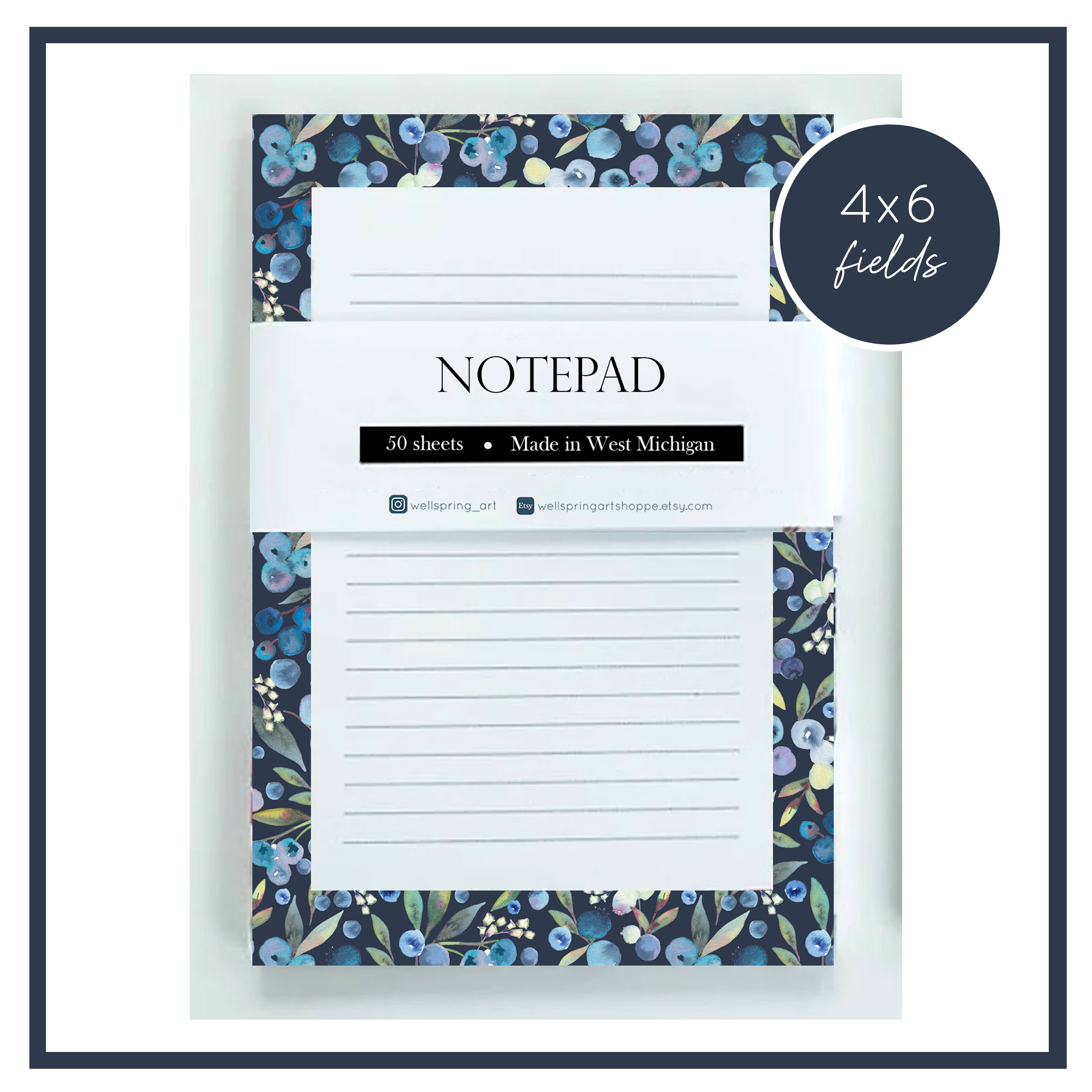 Wellspring Art + Design - Wholesale Notepad - Blueberry Tear-Off Notepad - To-Do List Desk Pad, Stationary3