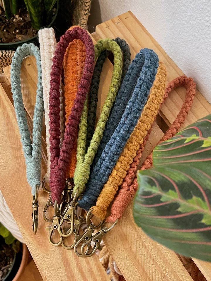 Basic Macrame Wristlet | Fiber Keychain for wholesale by Birch + Being