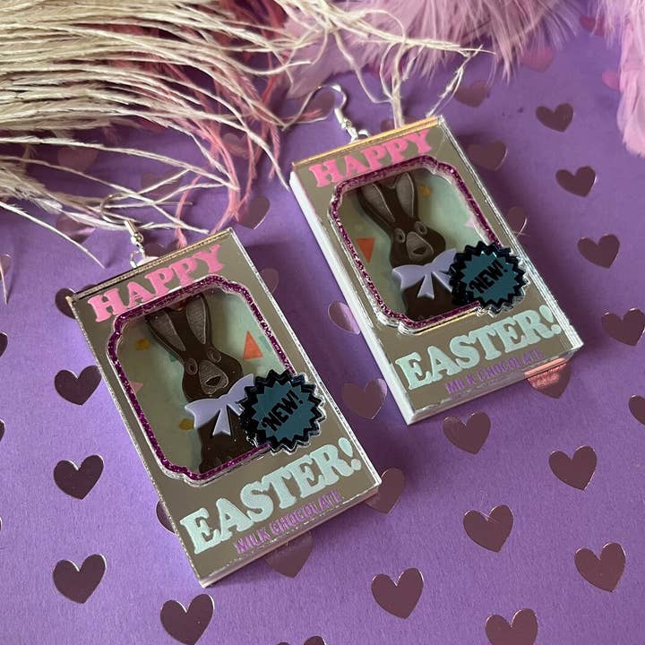 Orecchini pasquali 3D a forma di coniglietto con caramelle al cioccolato per la vendita all'ingrosso da parte di I'm Your Present
