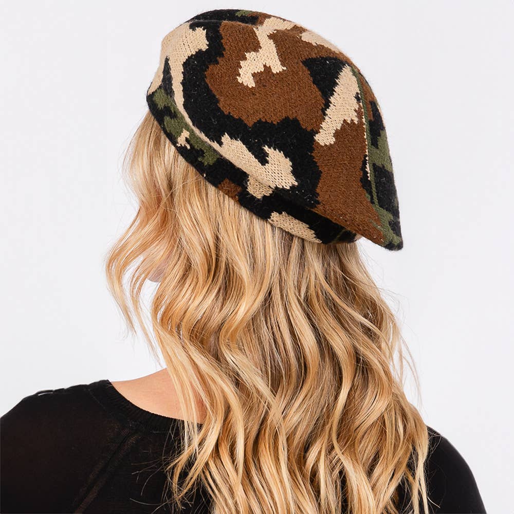Sensibling Corp. - Wholesale Beret - Women's - Camo Knit Beret Hat
2