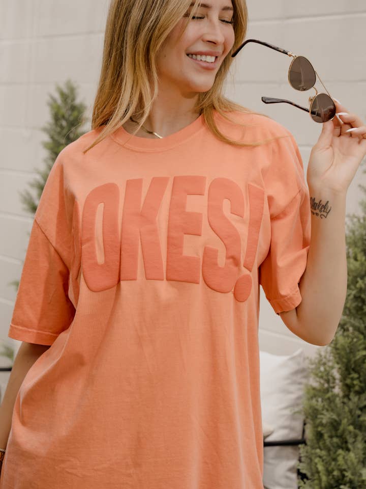 OSU Cowboys Mono Puff Ink Orange Comfort Colors Tee for wholesale by LivyLu