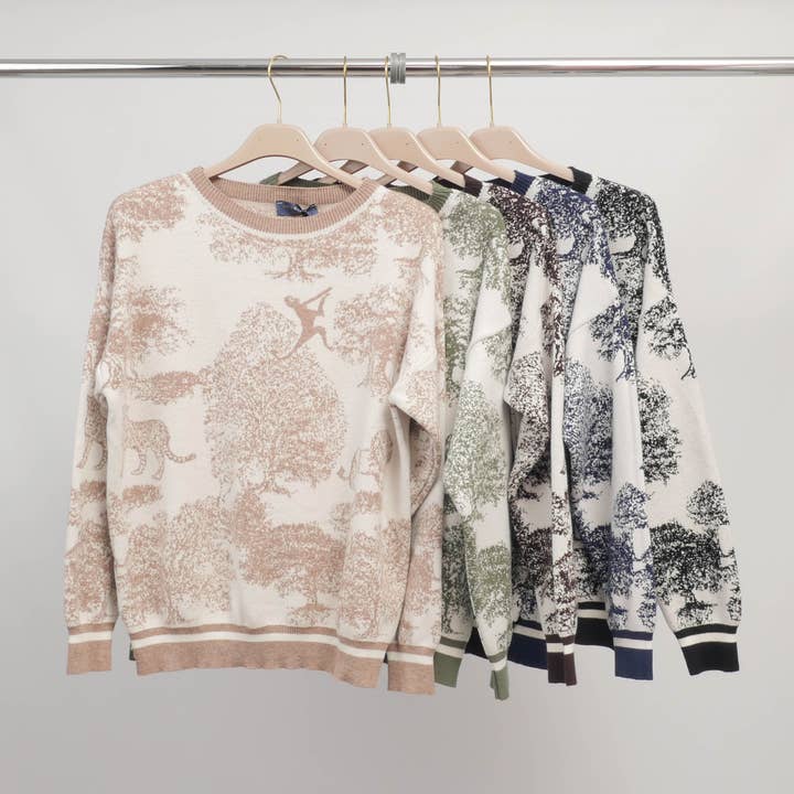 Cecile Wang - Wholesale Knit Sweater - Women's - Jungle print sweater in soft knit – ref MSJ769175