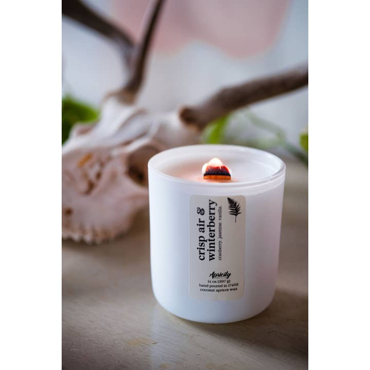Apricity Products LLC – wholesale Burkljus – 14 oz. Vit Behållare | Kokosnöt Aprikosvax Träväckljus