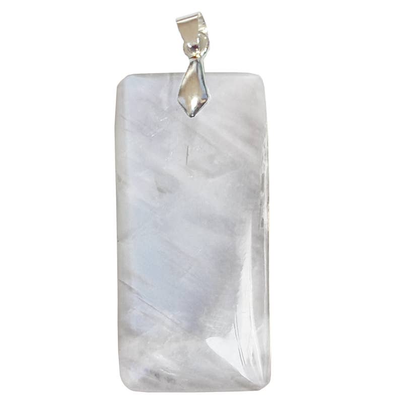Artisans de Madagascar - Wholesale Pendant/Charm Necklace - Pearly White Labradorite pendant from Mada. Thin Rectangle0