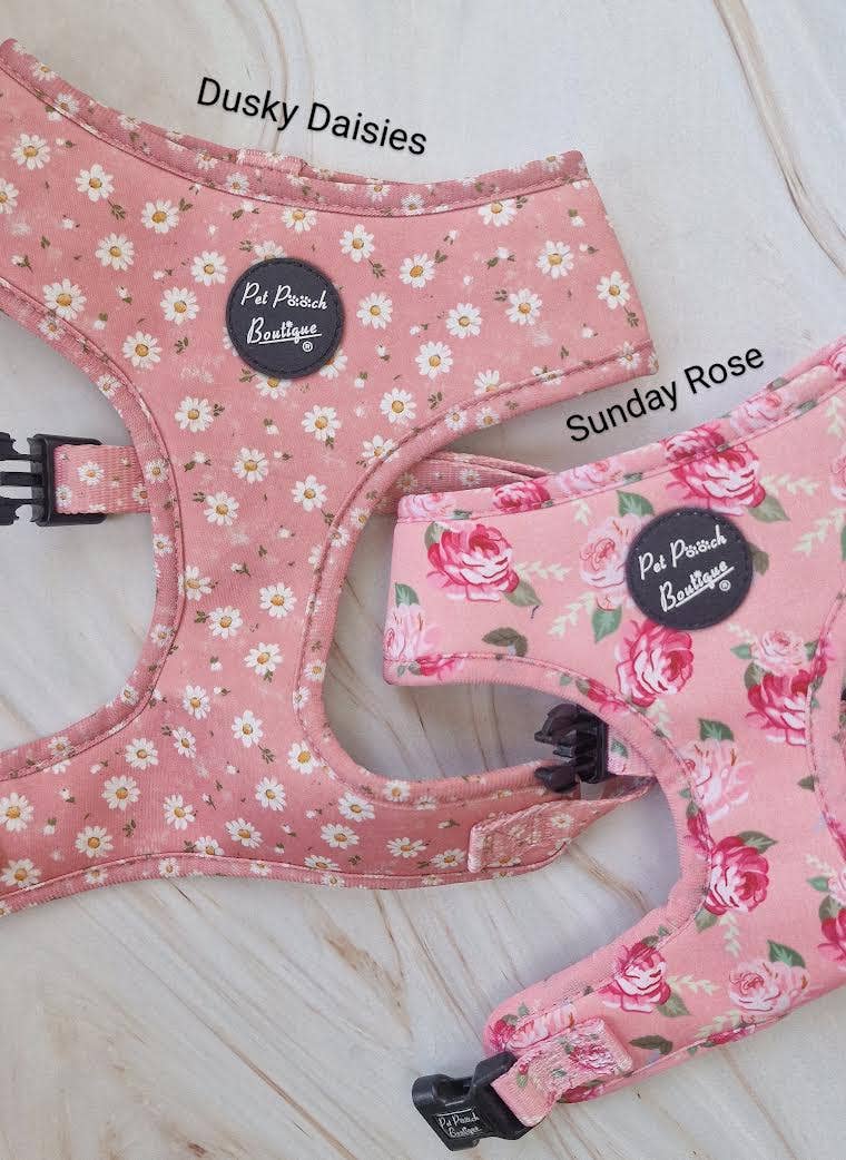 Pet Pooch Boutique - Wholesale Pet harness – Dog - Dusky Pink Daisies Floral Puppy Dog Harness10
