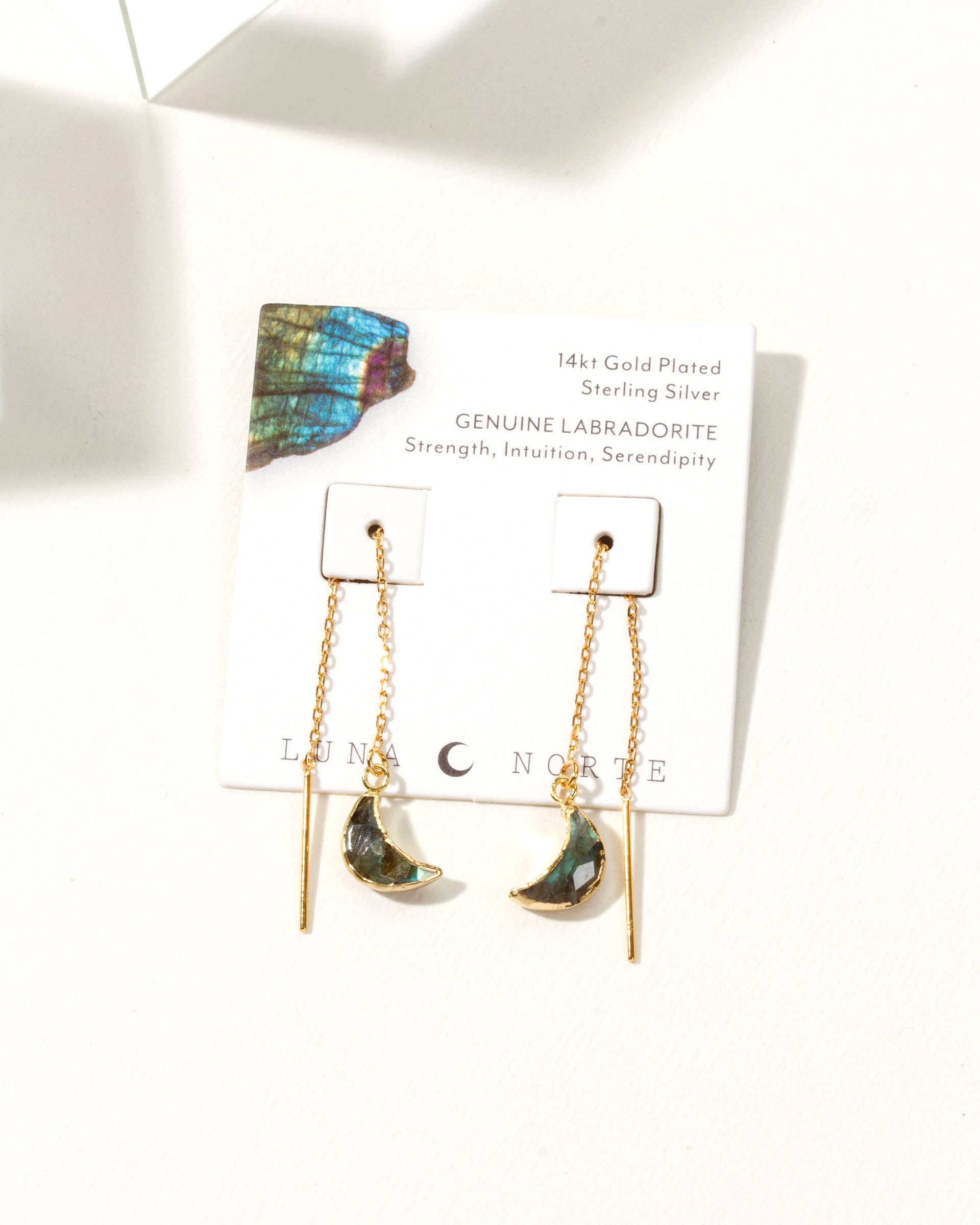 Luna Norte – wholesale Dangle earrings – 14Kt Sterling Silver Eclipse Threader Earrings- Labradorite1