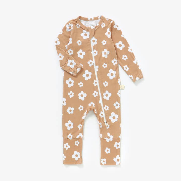 Pijama de bambú con cremallera - DAISIES para venta al por mayor de Consciously Baby