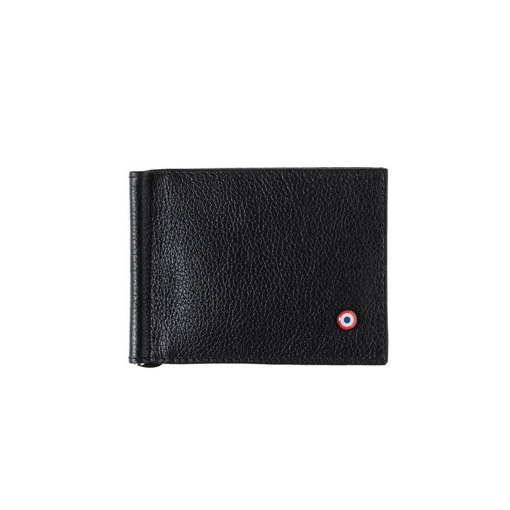 Hector Money Clip Portemonnee - Zwart generfd leer voor wholesale door Larmorie Officiel