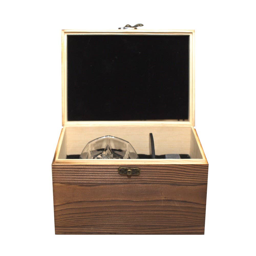 AULICA - Wholesale Cocktail/Liquor Glass - Wooden whisky box, coasters, stone ice cubes2