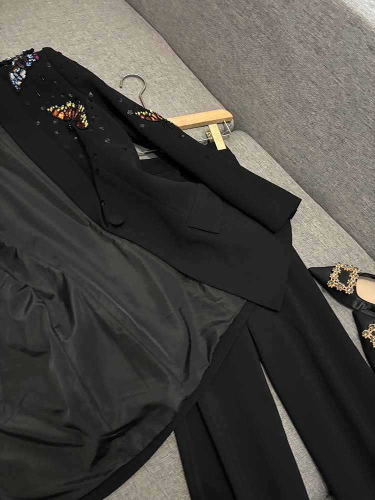 Negro Conjunto de traje de diamante con mariposa 3D hecha a mano SY402 de venta al por mayor en Faire6