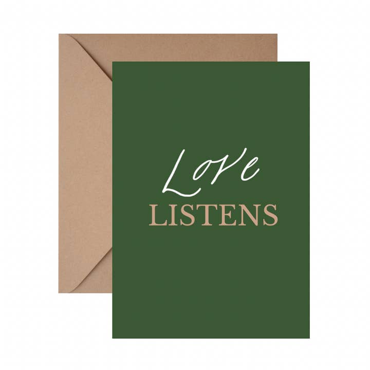 Love Listens - CARTE DE VŒUX avec ENVELOPPE pour la vente par Lantern Calligraphy