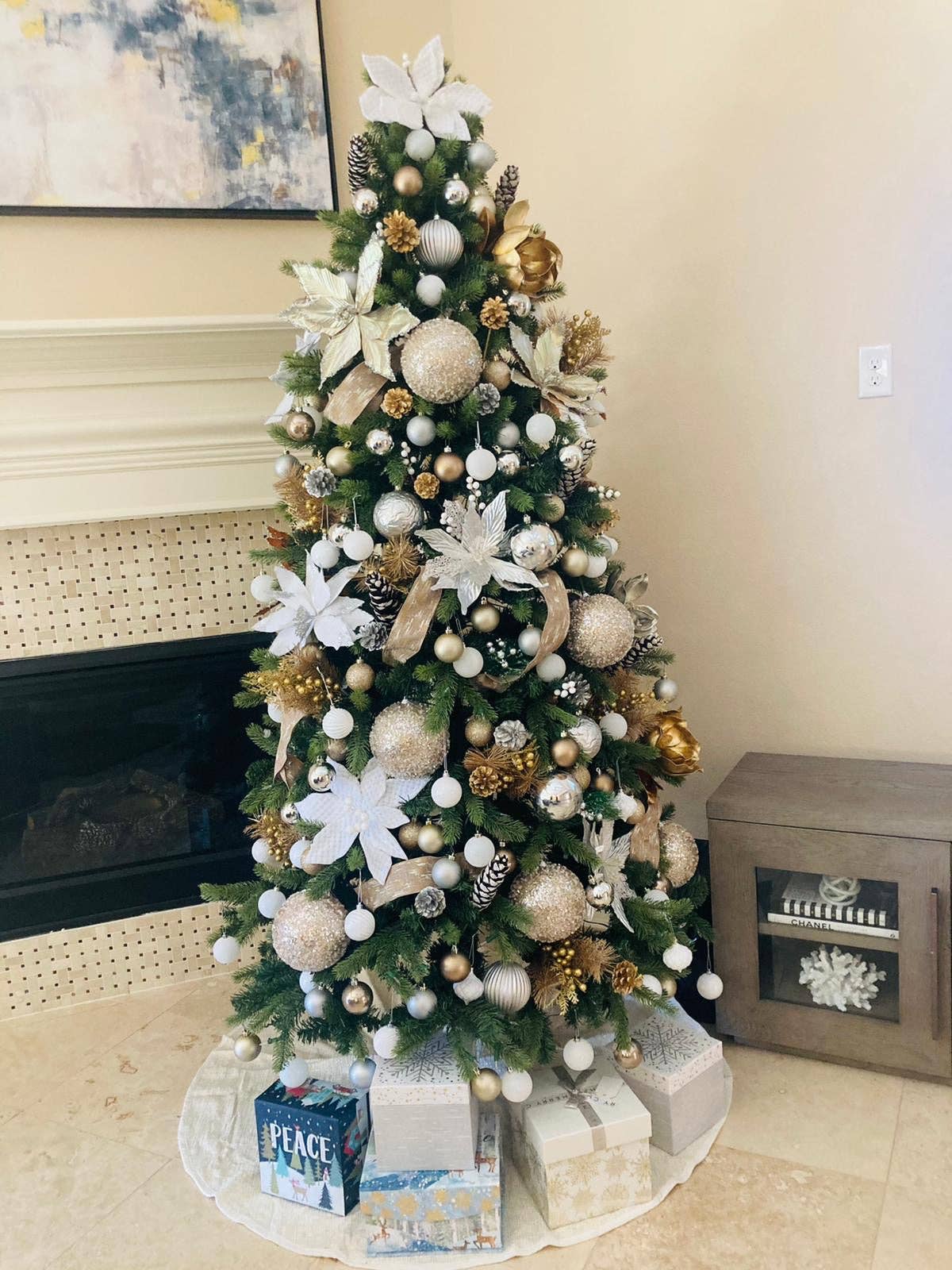 The African Home Goods - Vente Décoration de Noël - Tiges de Magnolia Eva Platine Métallique 22,5"4