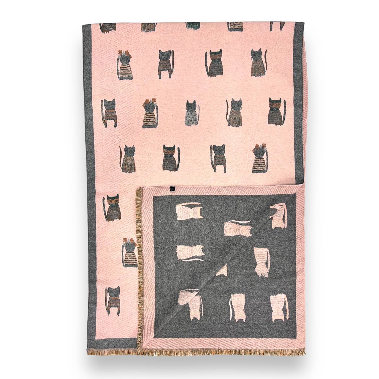 London Scarves - Vente Écharpe – femme - Écharpe réversible en laine mélangée à motifs de chats colorés19