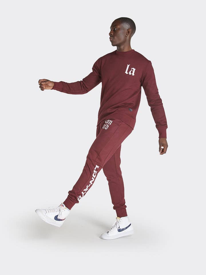 London Attitude Bourgondiƫ 'LDN ATD' jogger met print voor wholesale door London Attitude