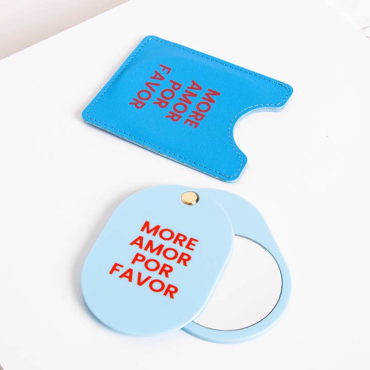 LIGHT BLUE POCKET MIRROR HF for wholesale by Helio Ferretti