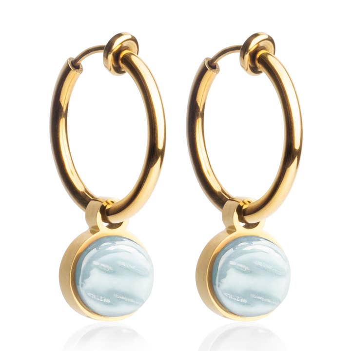 Orecchini Mix & Match con pendente • oro/celeste • 18 mm per la vendita all'ingrosso da parte di ALEXASCHA