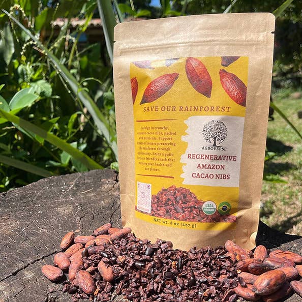 Agroverse.shop – Engroshandel Chokoladebar – Amazonas Regnskov Regenerative 8 Ounce Økologiske Kakaonibs