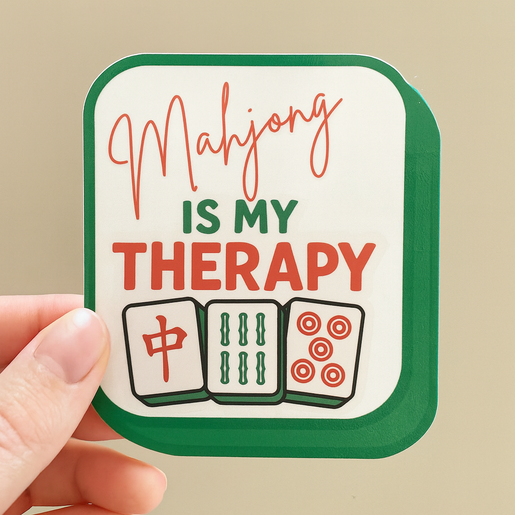 Wear Us Out - Wholesale Sticker - Mahjong Is My Therapy – Funny 3" Kiss-Cut Mahjong Sticker for Game Lovers0