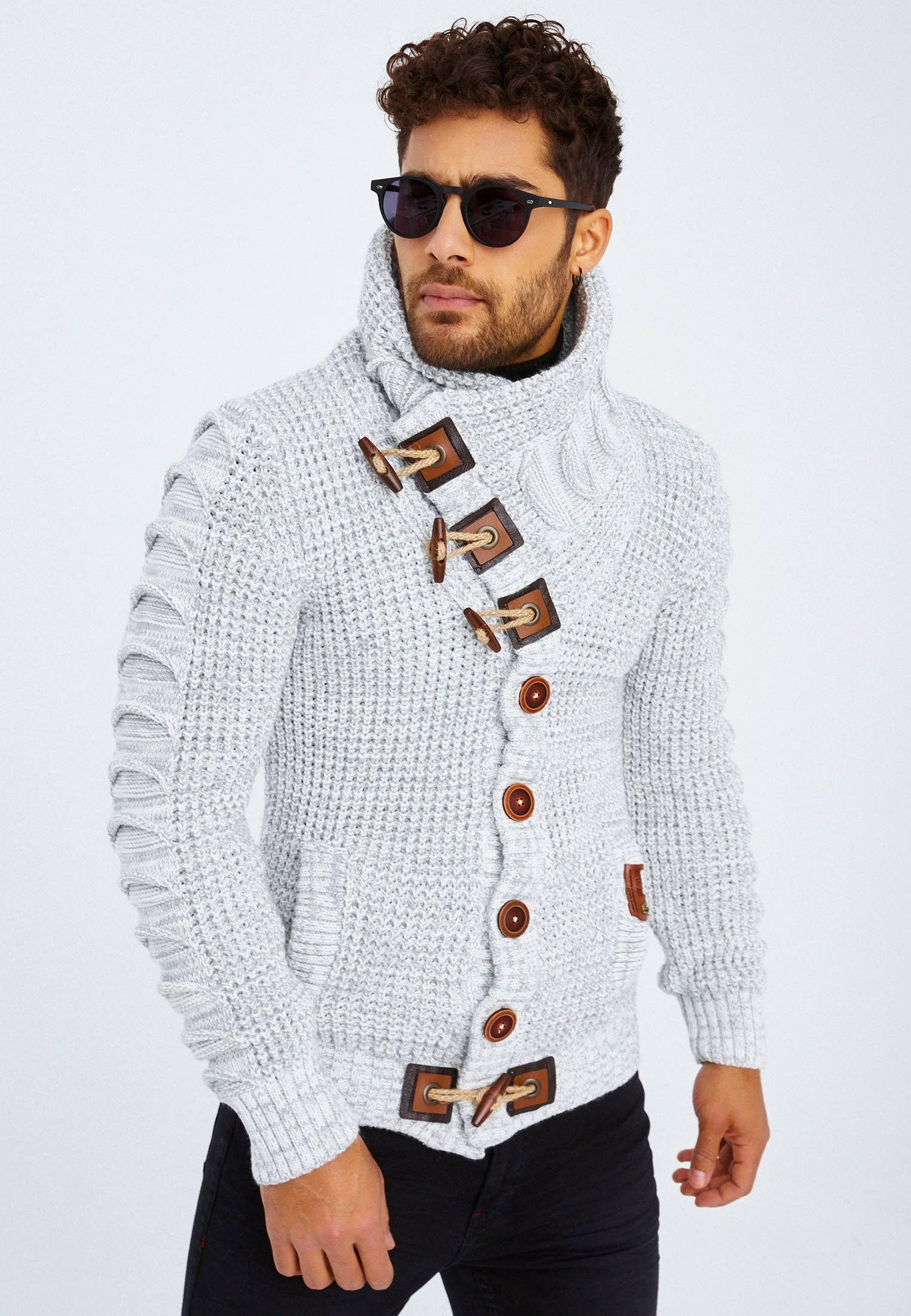 Leif Nelson GmbH - Wholesale Knit Sweater - Men's - Men's Knit Sweater Chunky Knit Shawl Collar LN-55850