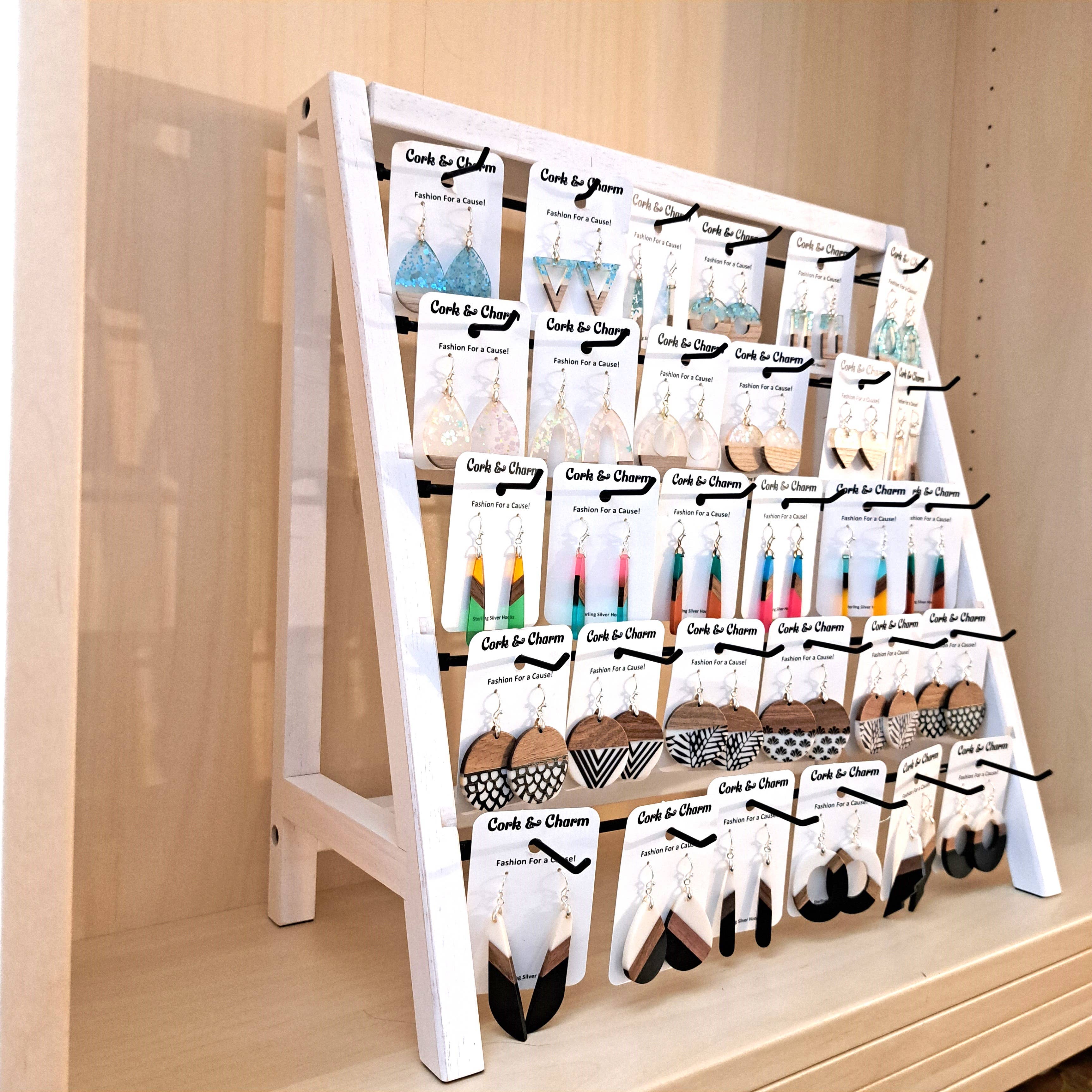 Cork and Charm - Wholesale Jewelry Stand & Display - Wooden Earring Stand2