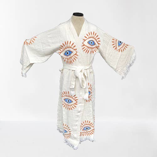 Mila∞Miro by Emelie - Wholesale Robe - Women's - Muslin Robe Awake Evil Eye | Turkish Kimono Awake Evil Eye6