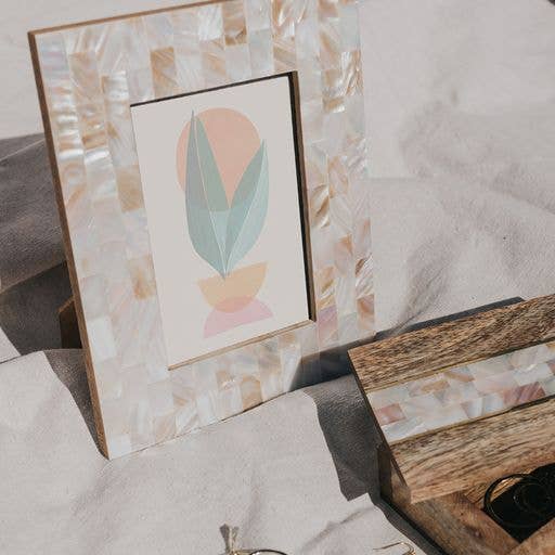 Matr Boomie Fair Trade - Wholesale Picture Frame - Chitra 4x6 Mother of Pearl Picture Frame - Hand Carved4