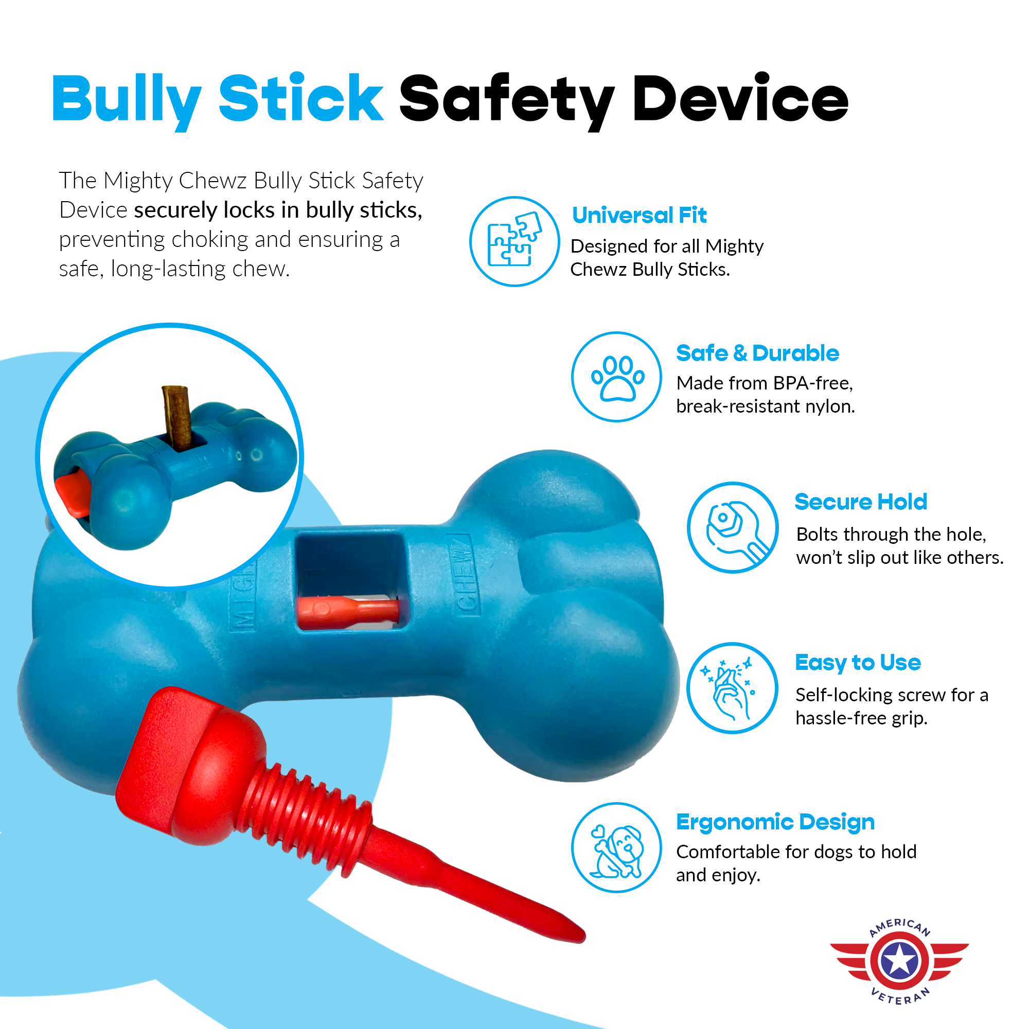 Mighty Chewz - Wholesale Pet Treats - Dog - 12" Jumbo Bully Sticks - Bully Bone Included1