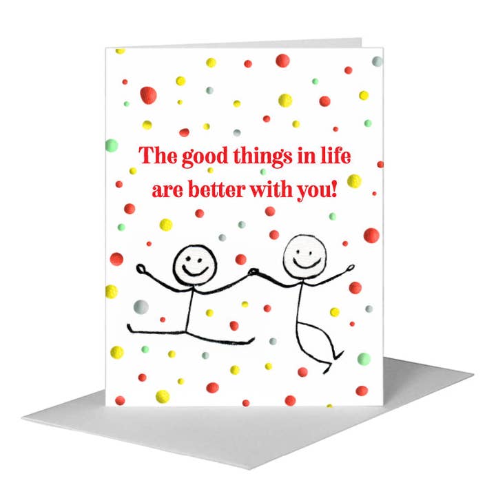 Stokfiguren, Wenskaart (#8047RD) voor wholesale door Printed Canvas