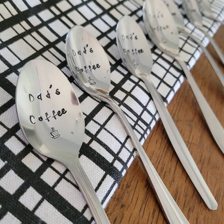 Samantha's Studio - Wholesale Table spoon (cutlery) - "Dad's Coffee" Quote Cutlery (Spoon), Hand stamped cutlery 1