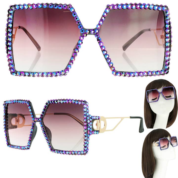 SP Sophia Collection - Wholesale Sunglasses - Women's - Sparkling Rhinestone Square Sunglasses 3