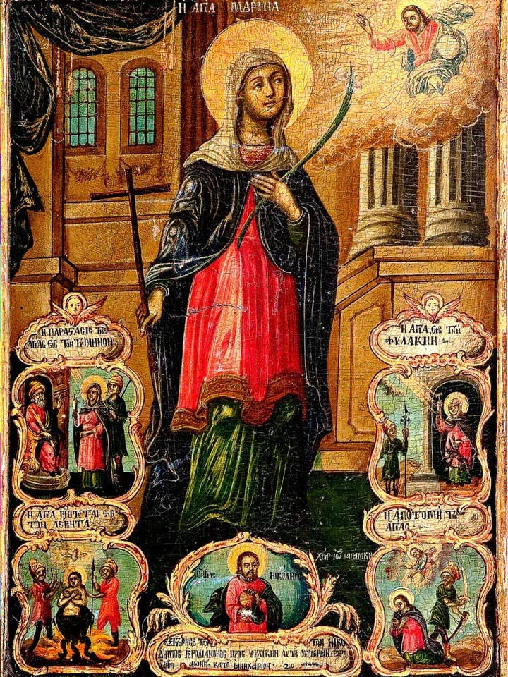 Holy Great Martyr Margaret of Antioch Icon with Life Scenes (Saint Marina) for wholesale by Iconsofsaints