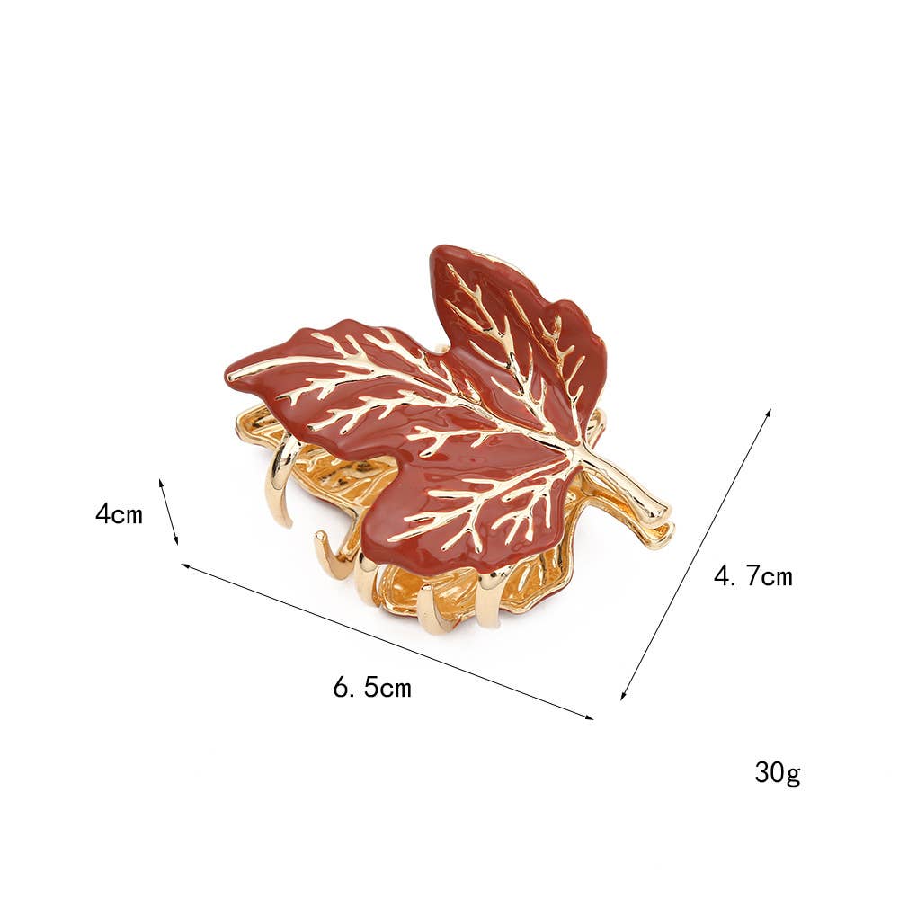 SoapElenGlen – Großhandel Haarclip – Damen – Herbst-Ahornblatt-Metallhaarklammern mit Goldakzenten2