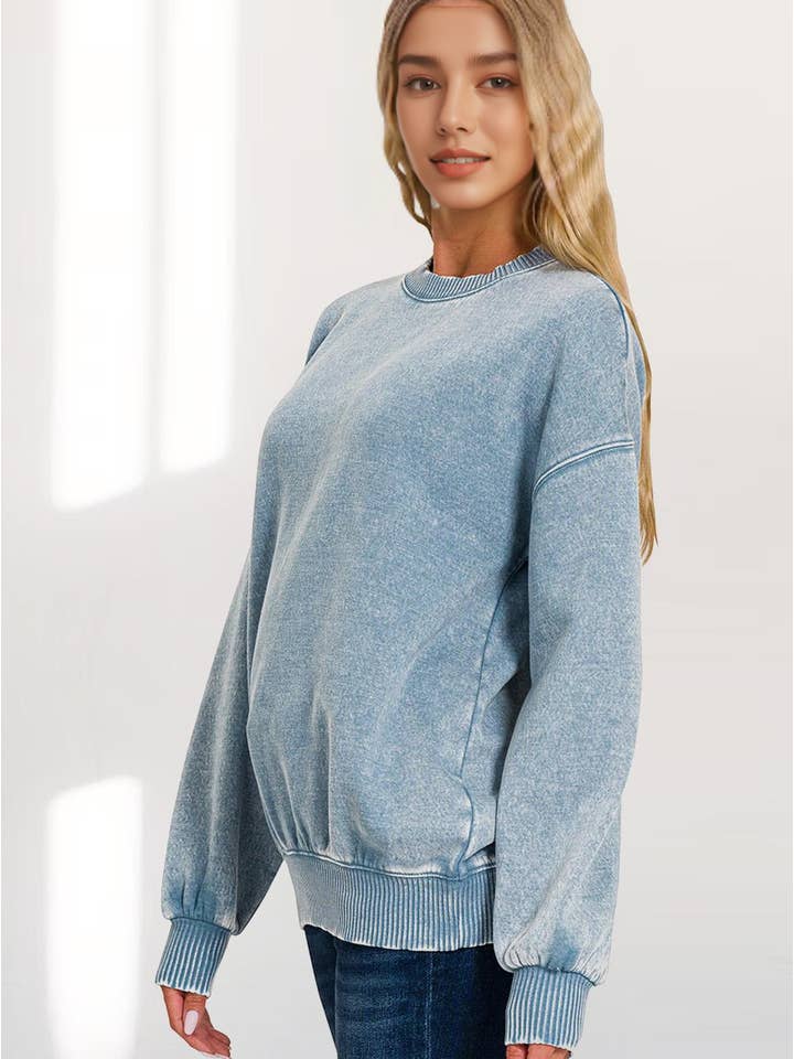 42POPS - Wholesale Sweatshirt - Women's - ',,,..Acid Wash Fleece Oversized Pullover77
