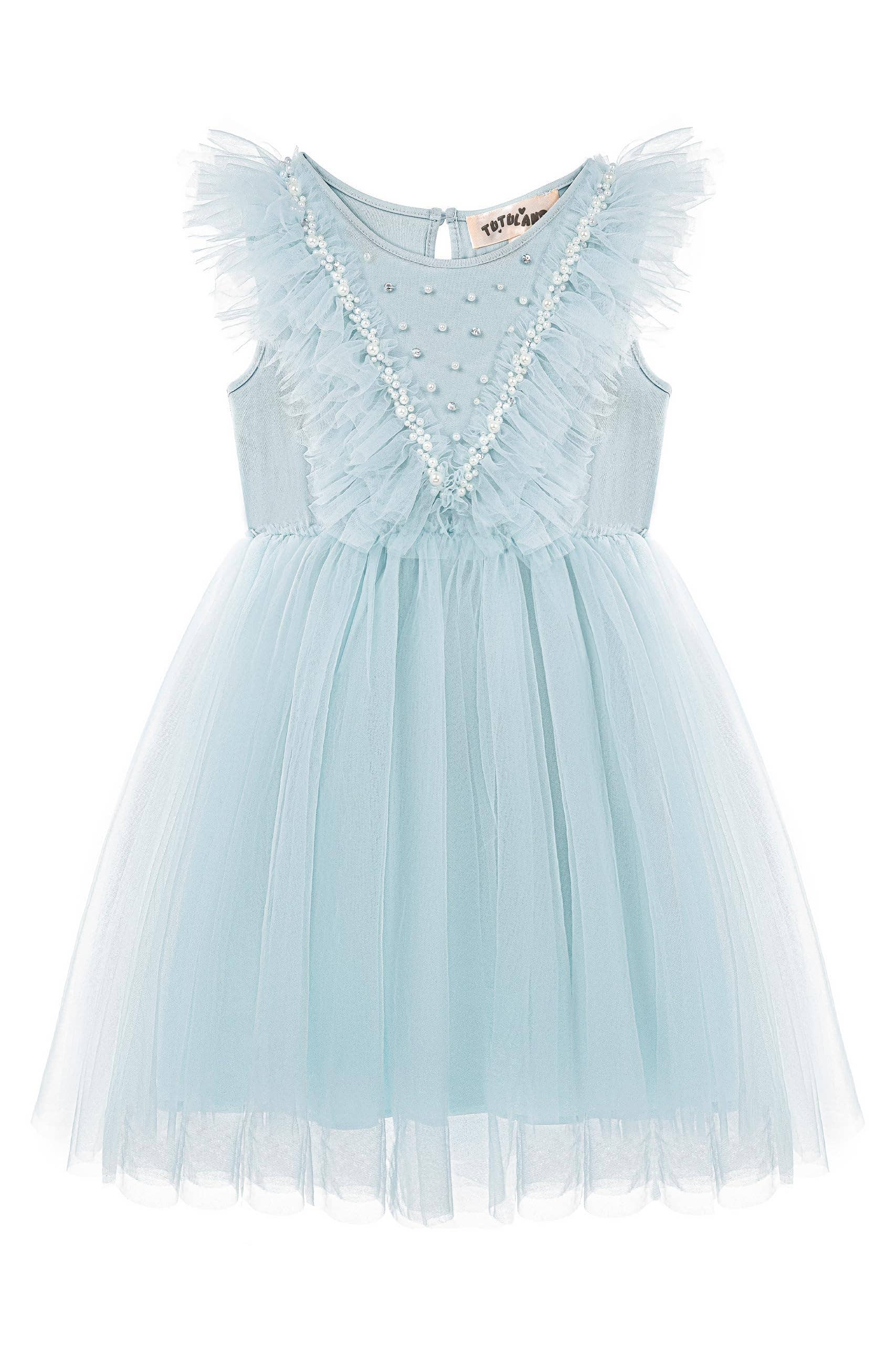 Light Blue Adorable Pearl Layered Tulle Toddler Dress for wholesale on Faire6