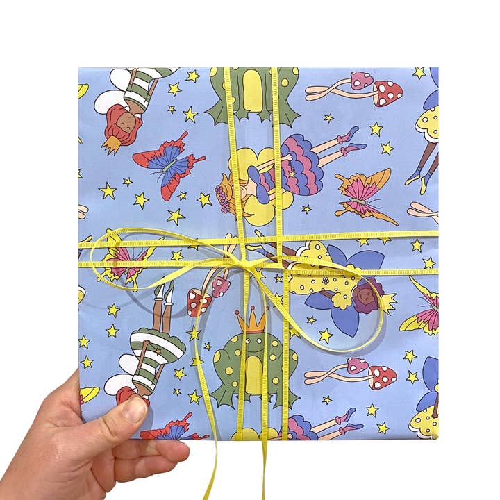Neon Magpie – wholesale Flat wrap – Fairy Wrapping Paper