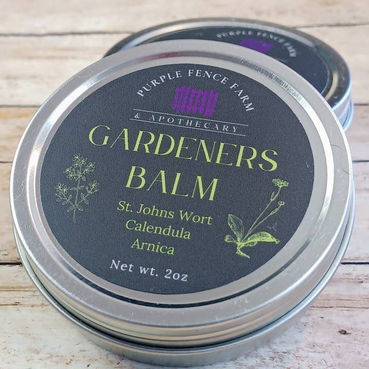 Gardener's balm with Arnica, Calendula and St Johns Wort for wholesale by Purple Fence Farm LLC