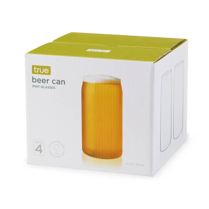 TRUE - Wholesale Beer Glass/Mug - Glass Beer Can Shaped Pint Glasses Set of 41