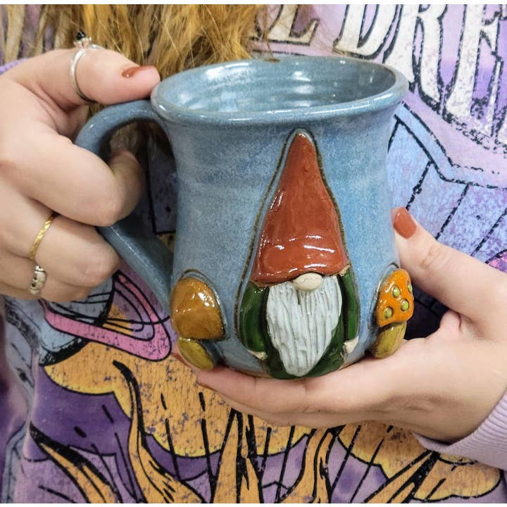 MudWorks Pottery - Wholesale Coffee mug - Gnome with Mushrooms Mug5