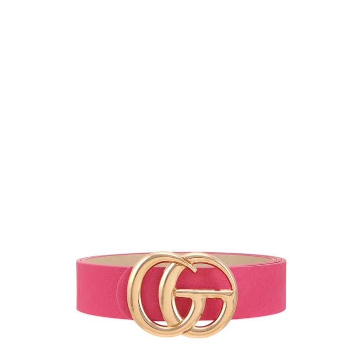 Pink Irene Wholesale - Wholesale Belt - Women's - Classic Faux Leather Belt with GO Buckle