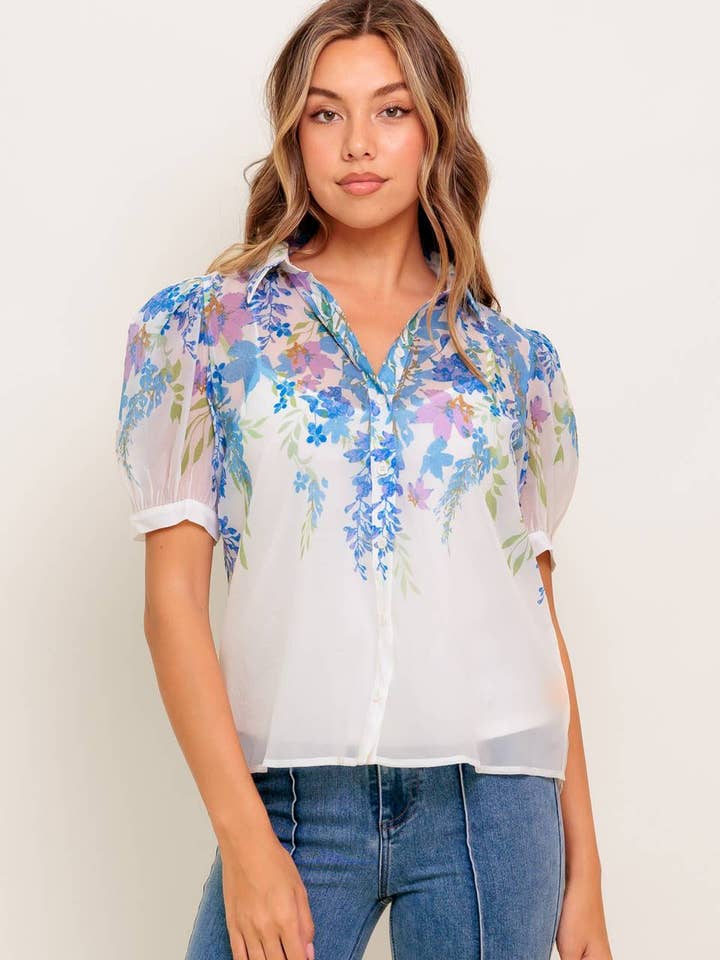 Un top stampato in tessuto - IT13644 per la vendita all'ingrosso da parte di FLYING TOMATO