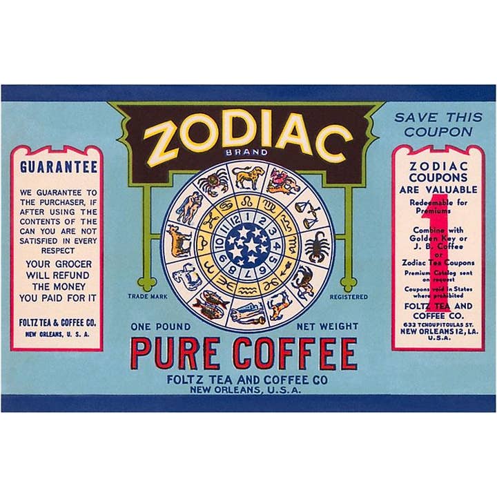 Postcard CF-25 Zodiac Pure Coffee Coupon for wholesale by Found Image Press