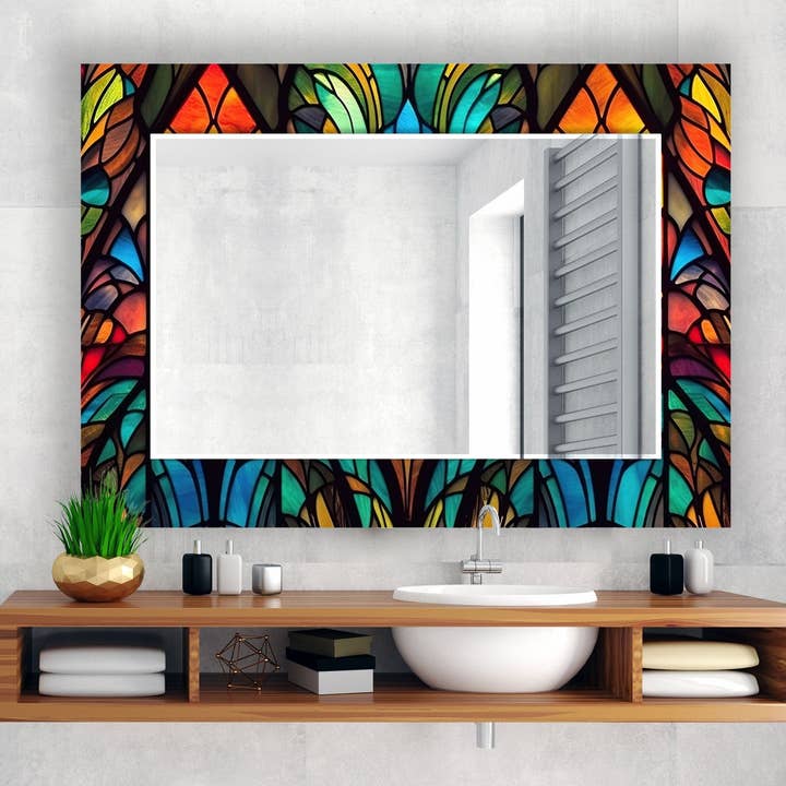 Målat härdat glas väggspegel för wholesale av MyPhotostation