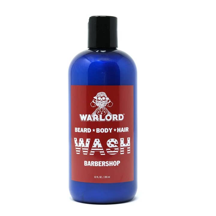 Nettoyant pour barbes/corps/cheveux Barbershop, bouteille de 12 oz pour la vente par Warlord - Men's Grooming Essentials | Veteran Owned