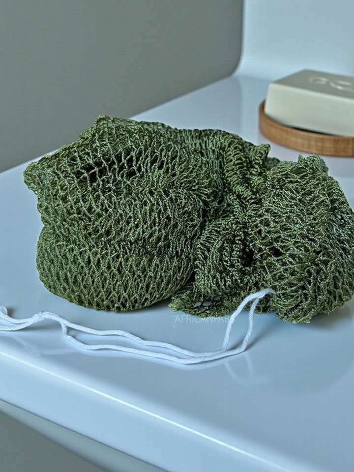 Afrikansk nätvamp / Afrikansk exfolierande nät / Sapo-svamp - Armégrön för wholesale av AfricanFabs